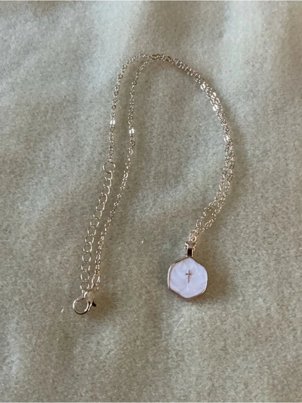 Gold Necklace with Cross Pendant, 20”